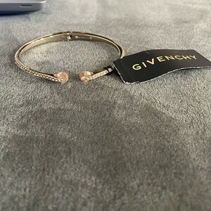 Givenchy Gold Tone Crystal & Pave Cuff Bangle Bracelet
